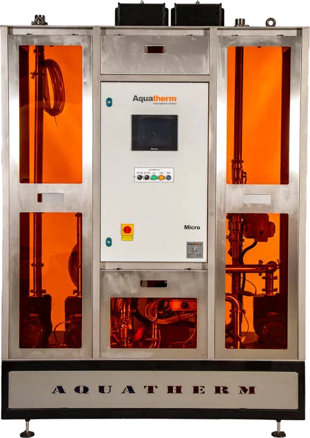 AquaTherm stainless steel shell and tube laundry heat recovery system with buffer tanks