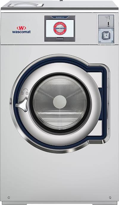 Wascomat ClarusVibe front-load washer with coin slide and digital display