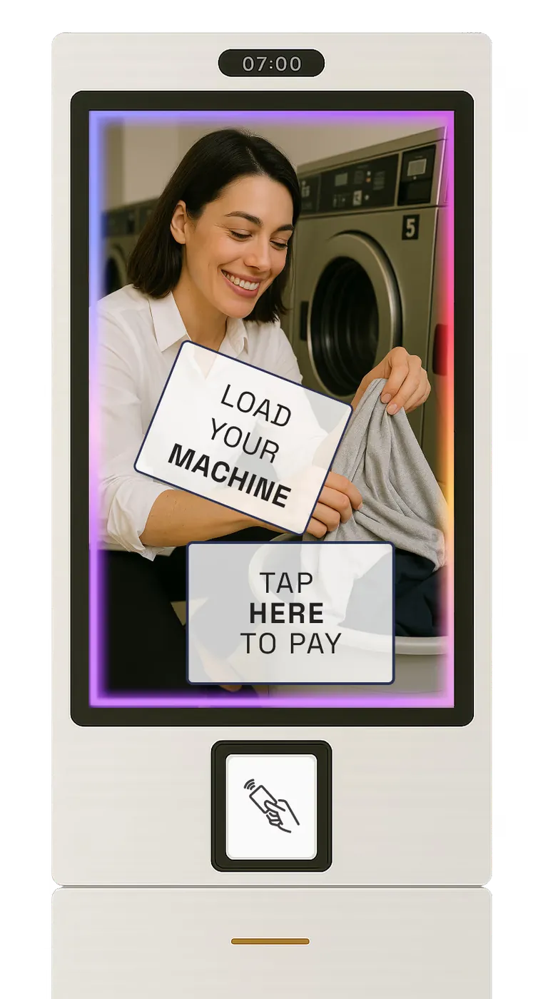 BubblePay tap-to-pay laundromat kiosk