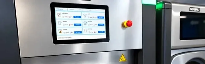 Program selection screen on a Girbau commercial washer extractor showing wash cycles